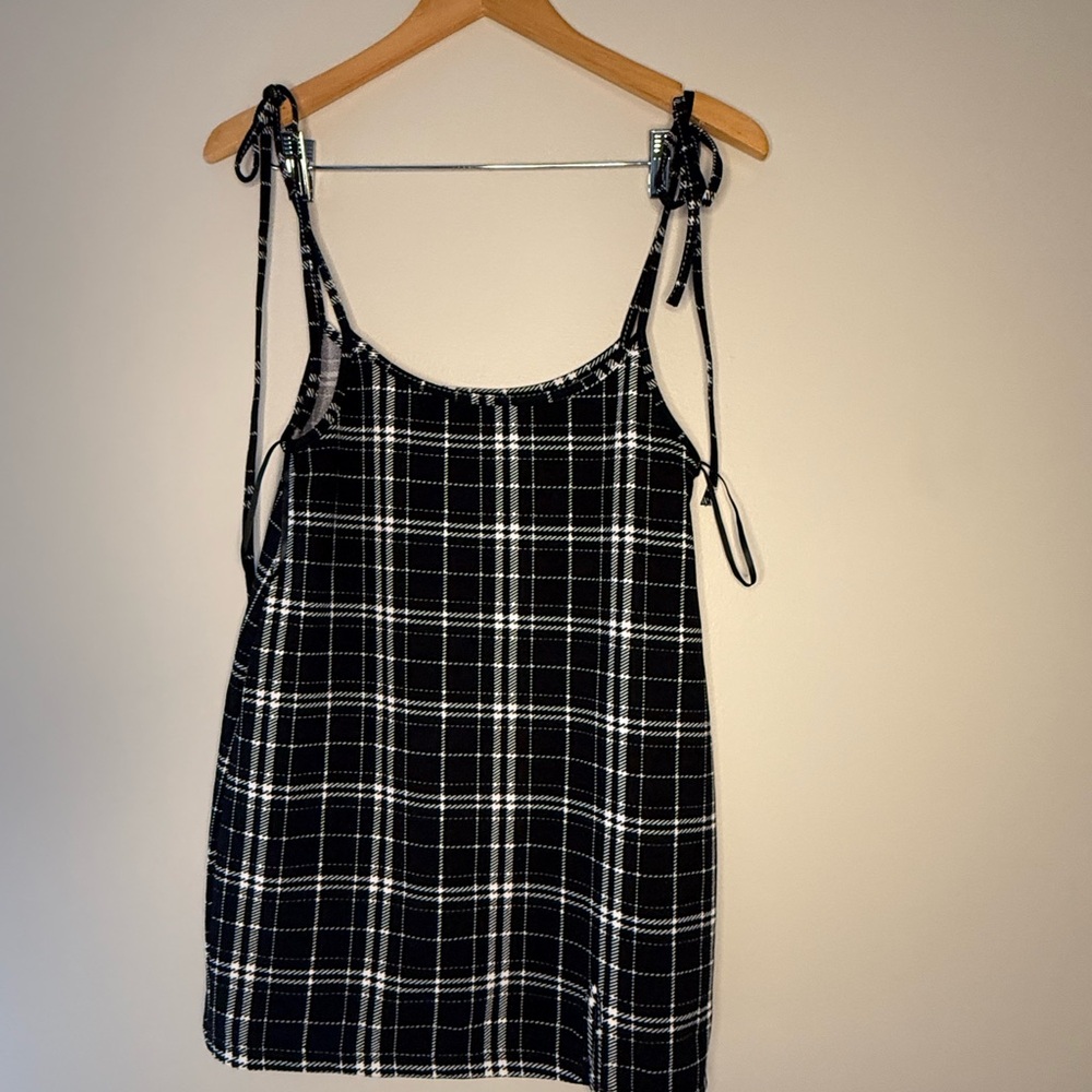 SHEIN Black and White Plaid Mini Dress